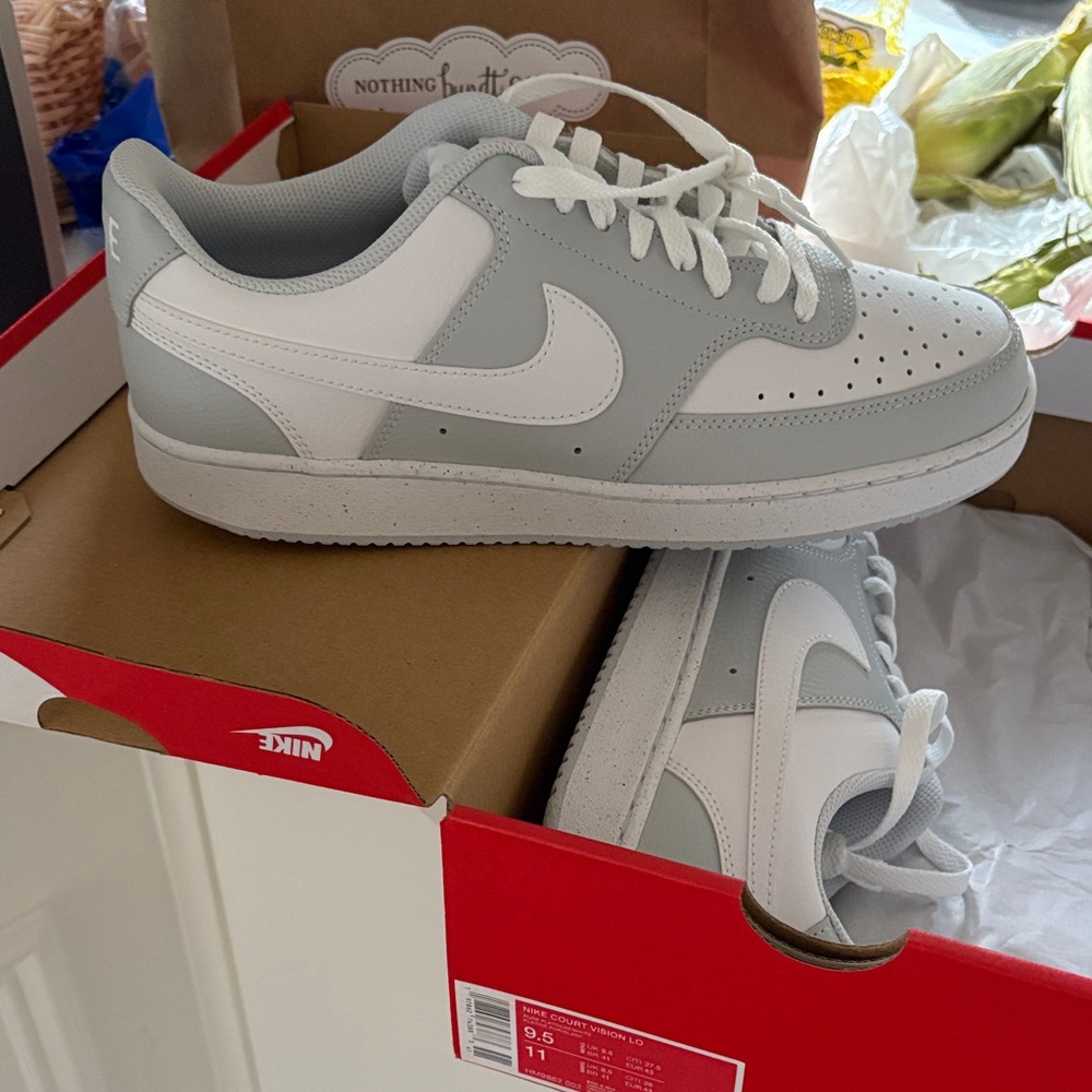 Nike Light Gray and White Low-Top Sneakers